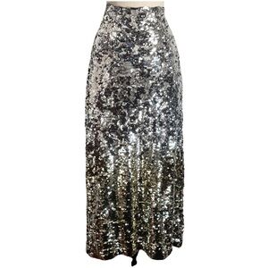 Anthropologie silver/gold sequin ombré maxi skirt - size M